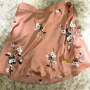 Floral skirt, mini, skater, satin tie